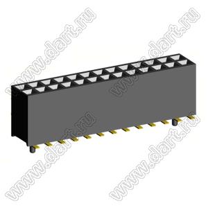 2200SB-026G-SM-45-PG Розетка прямая двухрядная (гнездо) для поверхностного (SMD) монтажа на плату с направляющими, шаг 1,27x1,27мм, h=4,5мм; 2x13конт.