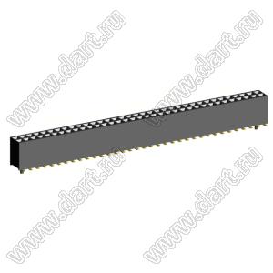 2200SB-070G-SM-45-PG Розетка прямая двухрядная (гнездо) для поверхностного (SMD) монтажа на плату с направляющими, шаг 1,27x1,27мм, h=4,5мм; 2x35конт.