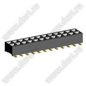 2207SM-24G-24 (2x12) розетка прямая двухрядная (гнездо) на плату для поверхностного (SMD) монтажа, шаг 2,00 x 2,00 мм, высота 2,4 мм, 2x12 конт.