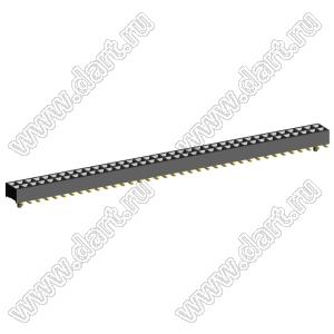 2207SM-74G-24-PG (2x37) розетка прямая двухрядная (гнездо) на плату для поверхностного (SMD) монтажа, шаг 2,00 x 2,00 мм, высота 2,4 мм, 2x37 конт. с направляющими в плату