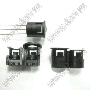 LED5-17(B) держатель круглого 5мм 3-pin светодиода на корпус; черный; A=10,9мм; B=10,5мм; C=5,0мм; D=8,8мм; нейлон-66 (UL)