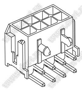 3000WR-2x02P (Micro-Fit 3.0™ MOLEX 043045-0400, MFGK-04, 5561R-04, MF3-4MRA, WW300-R2x2) вилка на плату двухрядная угловая; шаг 3,0мм; 2x2-конт.