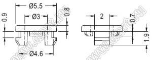 LED3-23V0 держатель круглого 3мм светодиода на корпус; C=3,0мм; нейлон-66 (UL); черный