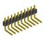 2211R-10G (PLS-10R, JILN-12251110CNG0R138003) вилка открытая угловая однорядная на плату для монтажа в отверстия; шаг 2,54мм; 10-конт.