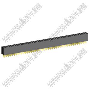 2214S-80G-85 (PBD-80) розетка двухрядная прямая (гнездо) на плату для монтажа в отверстия, высота изолятора 8,5 мм; шаг 2,54 x 2,54 мм; 2х40 конт.