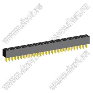 2207S-54G (2x27)(PBD2-54) розетка прямая двухрядная (гнездо) на плату для монтажа в отверстия, шаг 2,00 x 2,00 мм, 2х27 конт.