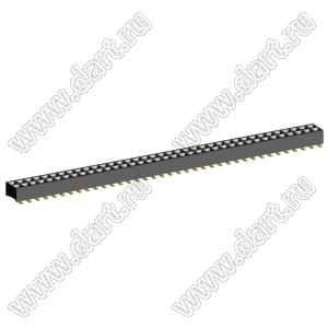 2207SM-74G-24 (2x37) розетка прямая двухрядная (гнездо) на плату для поверхностного (SMD) монтажа, шаг 2,00 x 2,00 мм, высота 2,4 мм, 2x37 конт.