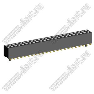 2207SM-46G-45-PG (2x23) розетка прямая двухрядная (гнездо) на плату для поверхностного (SMD) монтажа, шаг 2,00 x 2,00 мм, высота 4,5 мм, 2x23 конт. с направляющими в плату
