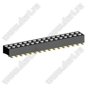 2207SM-32G-24 (2x16) розетка прямая двухрядная (гнездо) на плату для поверхностного (SMD) монтажа, шаг 2,00 x 2,00 мм, высота 2,4 мм, 2x16 конт.