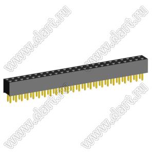 2207S-48G (2x24)(PBD2-48) розетка прямая двухрядная (гнездо) на плату для монтажа в отверстия, шаг 2,00 x 2,00 мм, 2х24 конт.