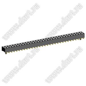 2207SM-62G-24-PG (2x31) розетка прямая двухрядная (гнездо) на плату для поверхностного (SMD) монтажа, шаг 2,00 x 2,00 мм, высота 2,4 мм, 2x31 конт. с направляющими в плату