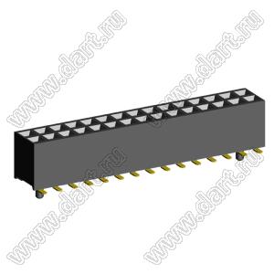 2207SM-30G-45-PG (2x15) розетка прямая двухрядная (гнездо) на плату для поверхностного (SMD) монтажа, шаг 2,00 x 2,00 мм, высота 4,5 мм, 2x15 конт. с направляющими в плату
