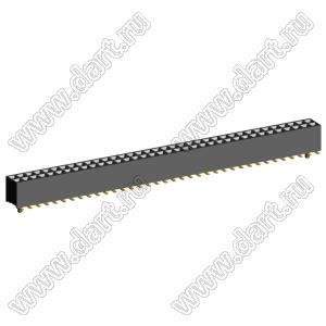 2207SM-72G-45-PG (2x36) розетка прямая двухрядная (гнездо) на плату для поверхностного (SMD) монтажа, шаг 2,00 x 2,00 мм, высота 4,5 мм, 2x36 конт. с направляющими в плату