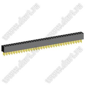 2207S-64G (2x32)(PBD2-64) розетка прямая двухрядная (гнездо) на плату для монтажа в отверстия, шаг 2,00 x 2,00 мм, 2х32 конт.