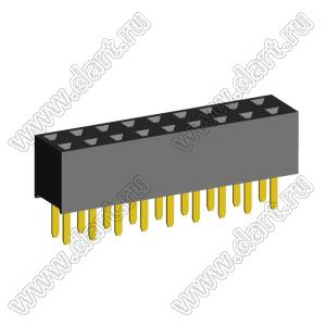 2207S-18G (2x9)(PBD2-18) розетка прямая двухрядная (гнездо) на плату для монтажа в отверстия, шаг 2,00 x 2,00 мм, 2х9 конт.