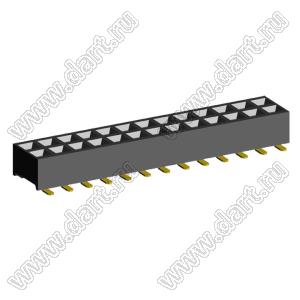 2207SM-26G-24 (2x13) розетка прямая двухрядная (гнездо) на плату для поверхностного (SMD) монтажа, шаг 2,00 x 2,00 мм, высота 2,4 мм, 2x13 конт.