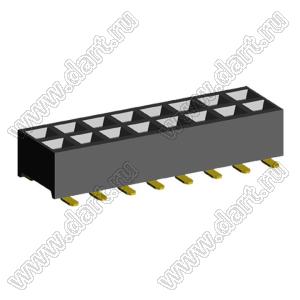 2207SM-16G-24 (2x8) розетка прямая двухрядная (гнездо) на плату для поверхностного (SMD) монтажа, шаг 2,00 x 2,00 мм, высота 2,4 мм, 2x8 конт.