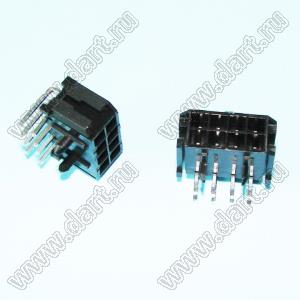 3000WR-2x04P (Micro-Fit 3.0™ MOLEX 043045-0800, MFGK-08, 5561R-08, MF3-8MRA, WW300-R2x4) вилка на плату двухрядная угловая; шаг 3,0мм; 2x4-конт.