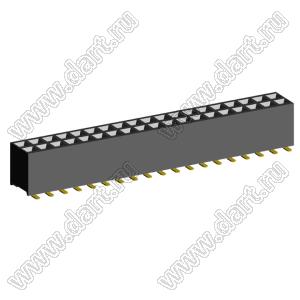 2207SM-38G-45 (2x19) (PBD2-38SM, Molex 78788-3824) розетка прямая двухрядная (гнездо) на плату для поверхностного (SMD) монтажа, шаг 2,00 x 2,00 мм, высота 4,5 мм, 2x19 конт.; P=2.00x2.00; 38