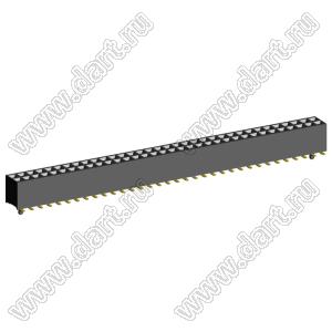 2207SM-68G-45-PG (2x34) розетка прямая двухрядная (гнездо) на плату для поверхностного (SMD) монтажа, шаг 2,00 x 2,00 мм, высота 4,5 мм, 2x34 конт. с направляющими в плату