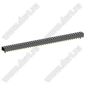 2207SM-76G-24-PG (2x38) розетка прямая двухрядная (гнездо) на плату для поверхностного (SMD) монтажа, шаг 2,00 x 2,00 мм, высота 2,4 мм, 2x38 конт. с направляющими в плату