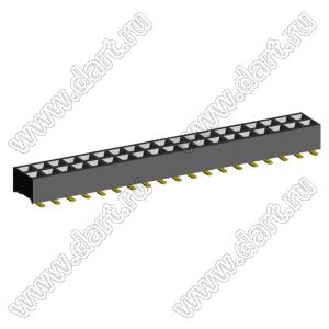 2207SM-38G-24 (2x19) розетка прямая двухрядная (гнездо) на плату для поверхностного (SMD) монтажа, шаг 2,00 x 2,00 мм, высота 2,4 мм, 2x19 конт.
