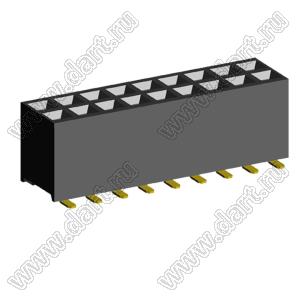 2207SM-18G-45 (2x9) (PBD2-18SM, Molex 78788-1824) розетка прямая двухрядная (гнездо) на плату для поверхностного (SMD) монтажа, шаг 2,00 x 2,00 мм, высота 4,5 мм, 2x9 конт.; P=2.00x2.00; 18S-