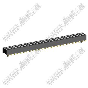 2207SM-52G-24-PG (2x26) розетка прямая двухрядная (гнездо) на плату для поверхностного (SMD) монтажа, шаг 2,00 x 2,00 мм, высота 2,4 мм, 2x26 конт. с направляющими в плату