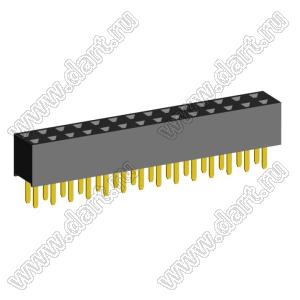 2207S-28G (2x14)(PBD2-28) розетка прямая двухрядная (гнездо) на плату для монтажа в отверстия, шаг 2,00 x 2,00 мм, 2х14 конт.