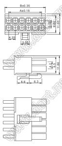 4200HF-2X03P-1 (5557-06, MF-2x03F, MF-06F, MF-6F, MF-2x3 F, Mini-Fit Jr.™ MOLEX 39012060) корпус двухрядной розетки на кабель; шаг 4,2мм; 2x3-конт.