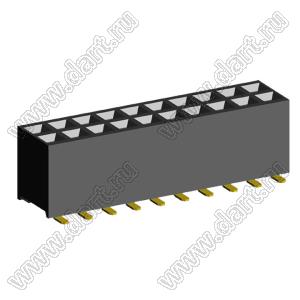 2207SM-20G-45 (2x10) (PBD2-20SM, Molex 78788-2024) розетка прямая двухрядная (гнездо) на плату для поверхностного (SMD) монтажа, шаг 2,00 x 2,00 мм, высота 4,5 мм, 2x10 конт.; P=2.00x2.00; 20