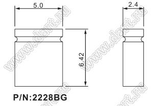 2228BG (MJ-C-6,4) мини джампер закрытый, высота 6,42 мм, шаг 2,54 мм