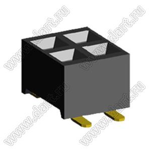 2207SM-04G-24 (2x2) розетка прямая двухрядная (гнездо) на плату для поверхностного (SMD) монтажа, шаг 2,00 x 2,00 мм, высота 2,4 мм, 2x2 конт.