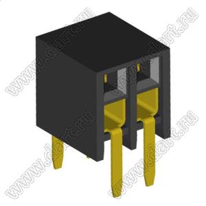 2207BR-04G розетка прямая двухрядная с боковым входом на плату для монтажа в отверстия; шаг 2,00 x 2,00 мм; (2x2) конт.