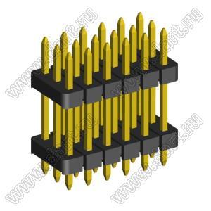 2203PDI-018G-H15-2660 вилка открытая прямая трехрядная с двойным изолятором на плату для монтажа в отверстия; шаг 2,00 x 2,00 мм; (3x6) конт.
