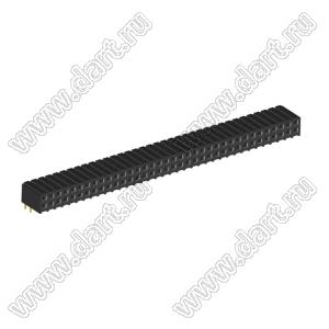 2207R-72G (PBD2-72R, DS1026-13-2X36S8BR) розетка угловая двухрядная (гнездо) на плату для монтажа в отверстия; шаг 2.00x2.00мм; 2x36-конт.