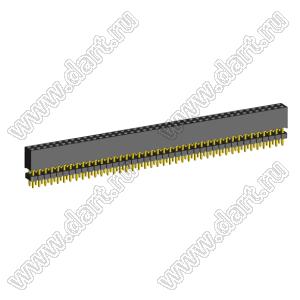 2207SDI-80G-935 розетка прямая двухрядная с двойным изолятором (гнездо) на плату для монтажа в отверстия, шаг 2,00 x 2,00 мм А=3,8мм, В=9,35мм, 2х40 конт.