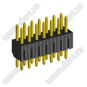 2204S-14G вилка открытая прямая двухрядная на плату с увеличенным изолятором для монтажа в отверстия, шаг 2,00 x 2,00 мм, 14 конт.