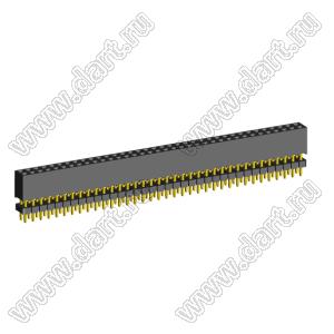 2207SDI-72G-935 розетка прямая двухрядная с двойным изолятором (гнездо) на плату для монтажа в отверстия, шаг 2,00 x 2,00 мм А=3,8мм, В=9,35мм, 2х36 конт.