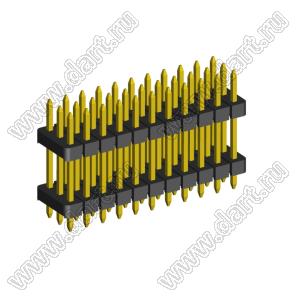 2203PDI-033G-H15-2660 вилка открытая прямая трехрядная с двойным изолятором на плату для монтажа в отверстия; шаг 2,00 x 2,00 мм; (3x11) конт.