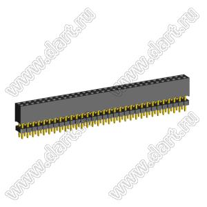 2207SDI-62G-935 розетка прямая двухрядная с двойным изолятором (гнездо) на плату для монтажа в отверстия, шаг 2,00 x 2,00 мм А=3,8мм, В=9,35мм, 2х31 конт.