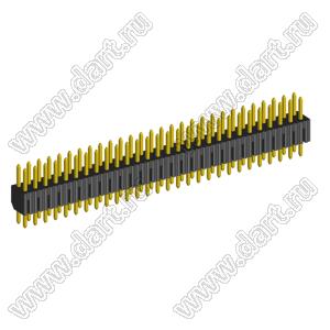 2204S-56G вилка открытая прямая двухрядная на плату с увеличенным изолятором для монтажа в отверстия, шаг 2,00 x 2,00 мм, 56 конт.