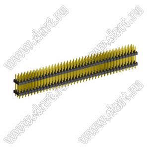 2203PDI-117G-H15-2660 вилка открытая прямая трехрядная с двойным изолятором на плату для монтажа в отверстия; шаг 2,00 x 2,00 мм; (3x39) конт.
