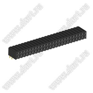2207R-48G (PBD2-48R, DS1026-13-2X24S8BR) розетка угловая двухрядная (гнездо) на плату для монтажа в отверстия; шаг 2.00x2.00мм; 2x24-конт.