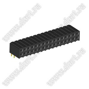 2207R-32G (PBD2-32R, DS1026-13-2X16S8BR) розетка угловая двухрядная (гнездо) на плату для монтажа в отверстия; шаг 2.00x2.00мм; 2x16-конт.