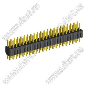 2204S-44G вилка открытая прямая двухрядная на плату с увеличенным изолятором для монтажа в отверстия, шаг 2,00 x 2,00 мм, 44 конт.