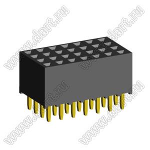1999S-028G-635 розетка прямая четырехрядная (гнездо) на плату для монтажа в отверстия, шаг 2,00 x 2,00 мм, высота изолятора 6,35мм, 4х7 конт.