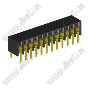 2207BR-24G розетка прямая двухрядная с боковым входом на плату для монтажа в отверстия; шаг 2,00 x 2,00 мм; (2x12) конт.