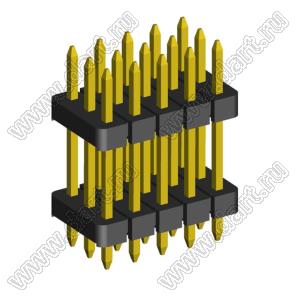 2203PDI-015G-H15-2660 вилка открытая прямая трехрядная с двойным изолятором на плату для монтажа в отверстия; шаг 2,00 x 2,00 мм; (3x5) конт.