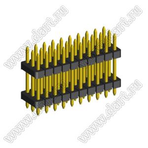 2203PDI-030G-H15-2660 вилка открытая прямая трехрядная с двойным изолятором на плату для монтажа в отверстия; шаг 2,00 x 2,00 мм; (3x10) конт.